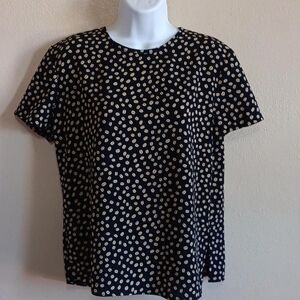 Vintage Coffee Bean Print Blouse Black Tan Barista Shirt Coffee Shop Top Medium